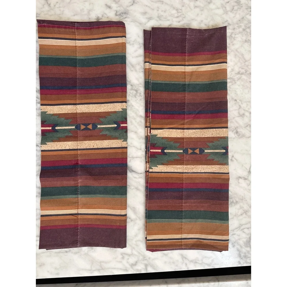 Vintage Dan River Southwestern Striped Pillowcase Set Standard Made in USA 2pc